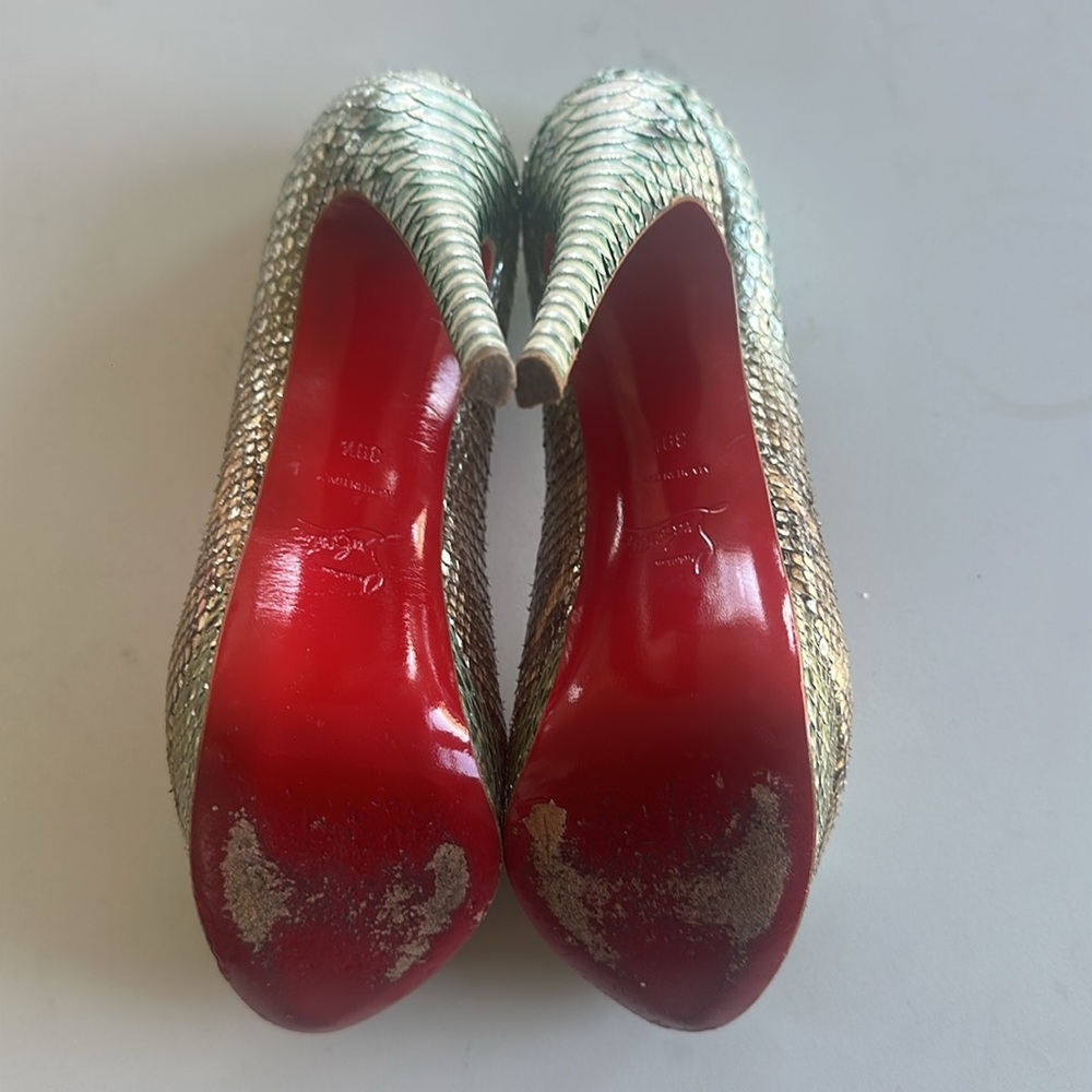 Python Metallic Green Gold Christian Louboutin La… - image 3